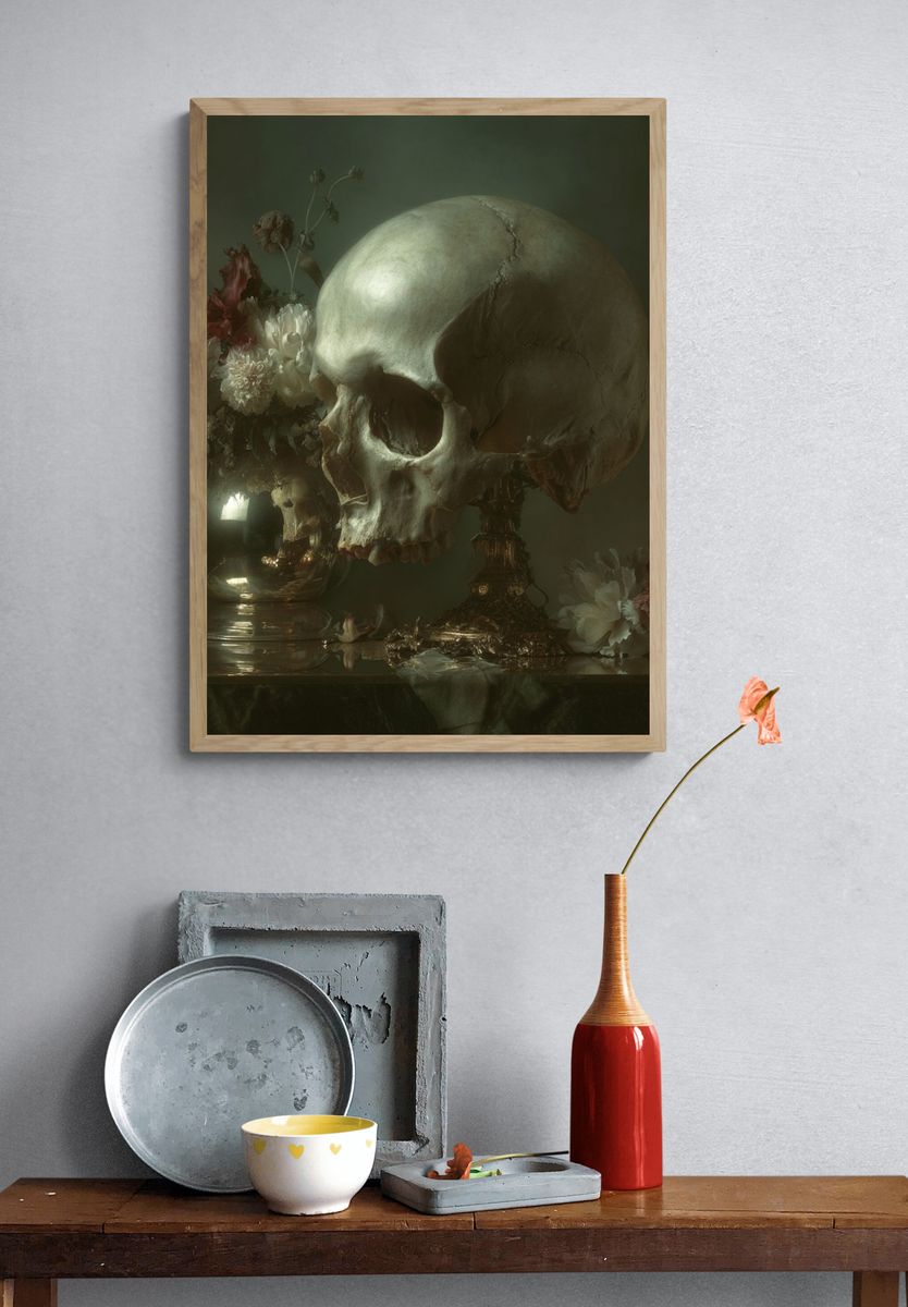 Skull Still Life — Fine-Art Print. — room view 3