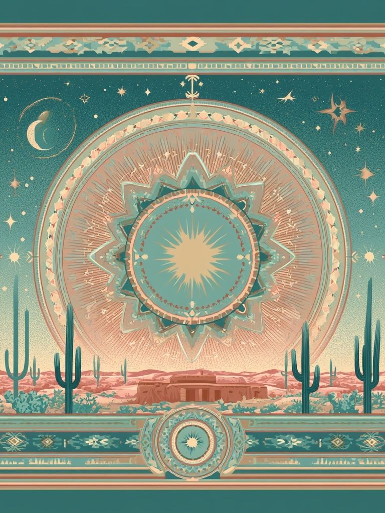 Desert Mandala Vintage Print. poster detail