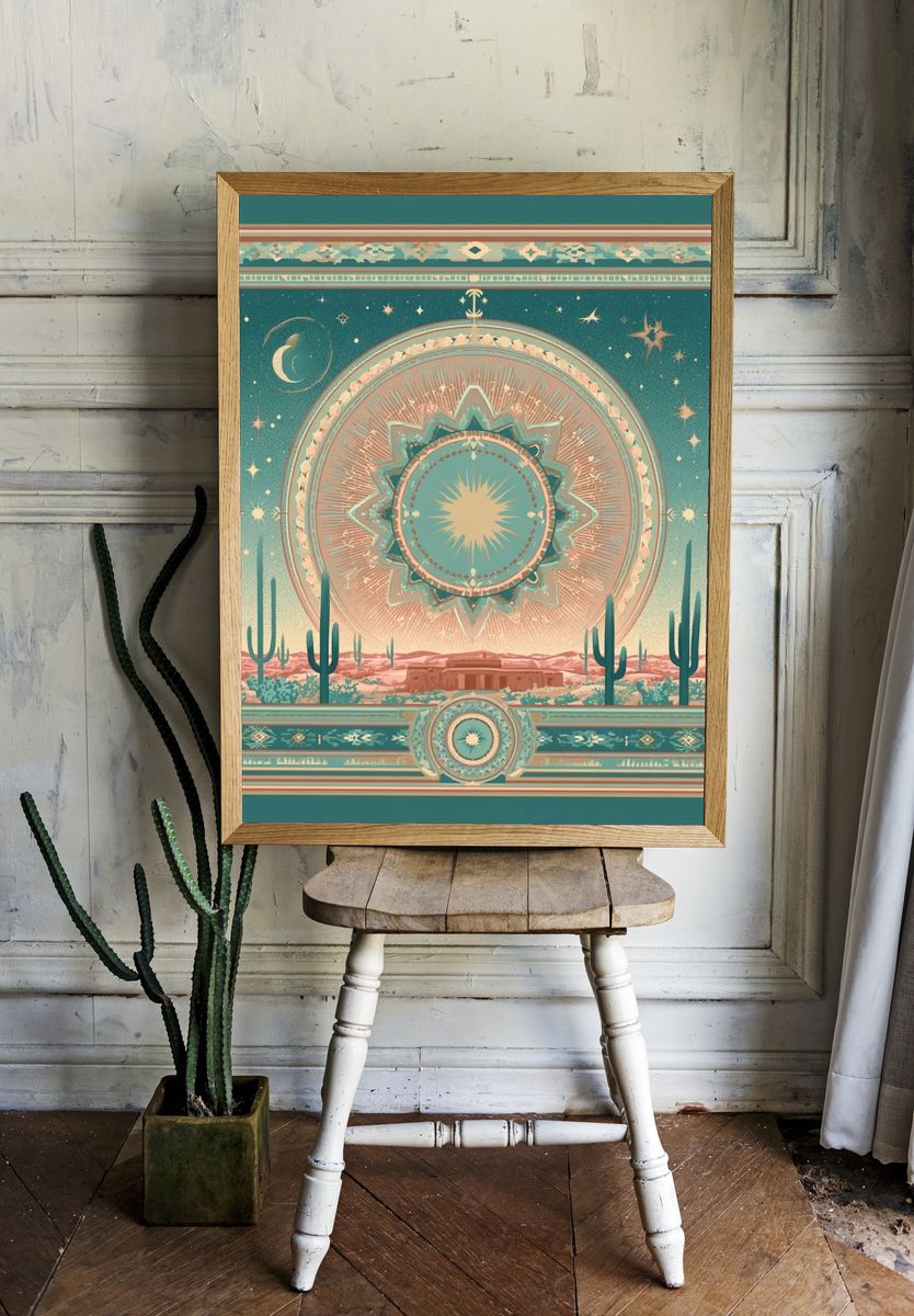 Desert Mandala Vintage Print. — room view 1