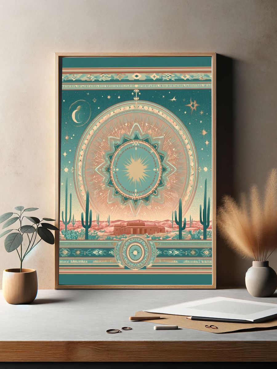 Desert Mandala Vintage Print. — room view 2