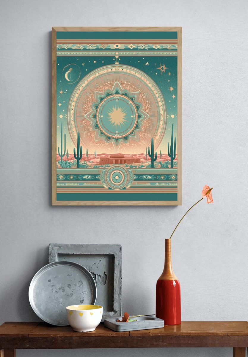 Desert Mandala Vintage Print. — room view 3