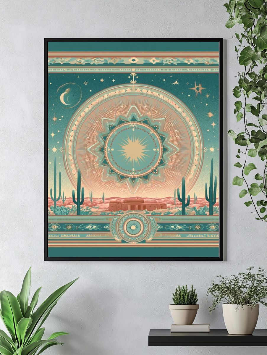Desert Mandala Vintage Print. — room view 4