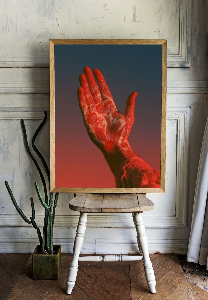 Tattooed Hand in Red Glow Poster. room preview