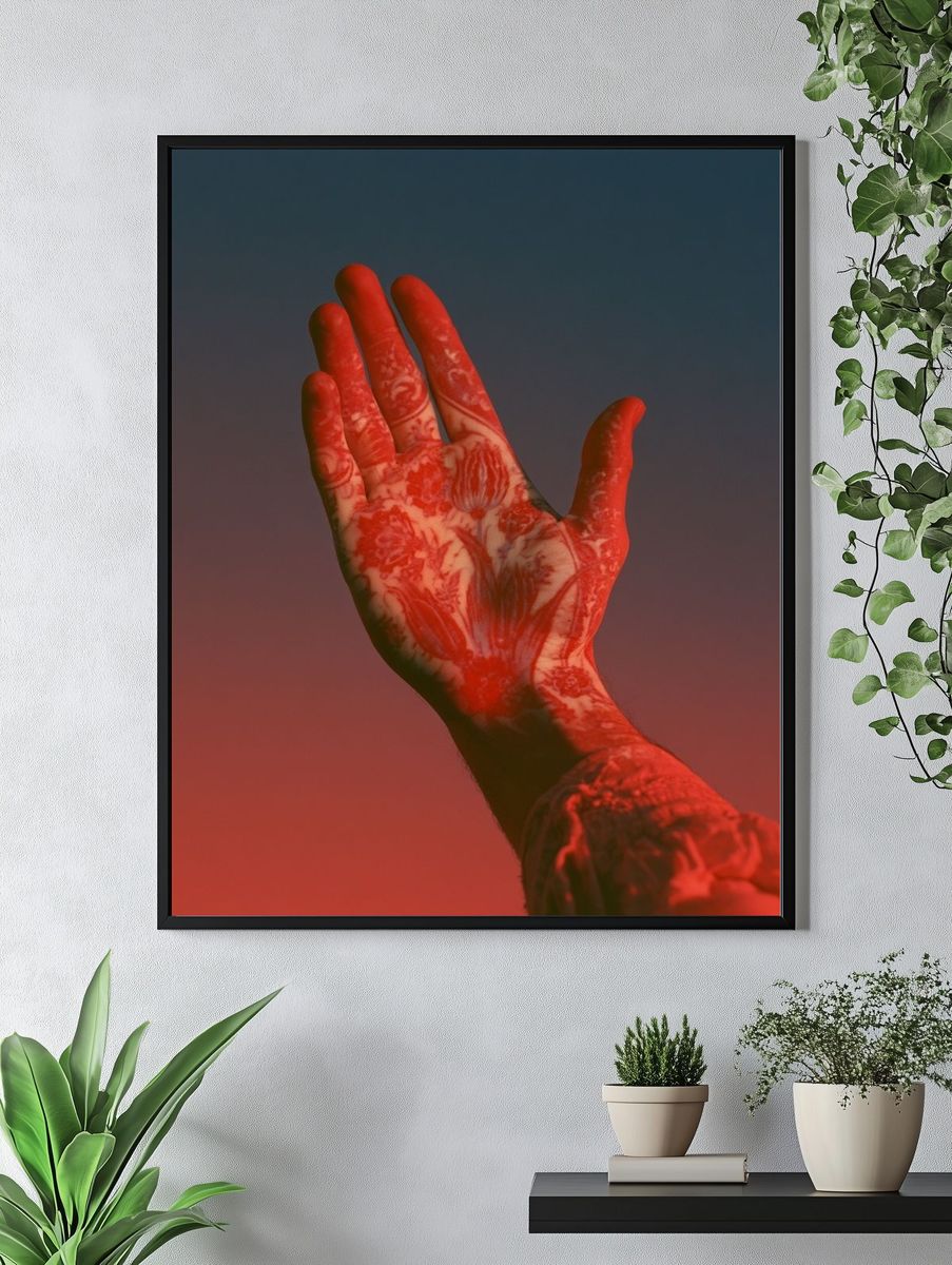 Tattooed Hand in Red Glow Poster. — room view 4