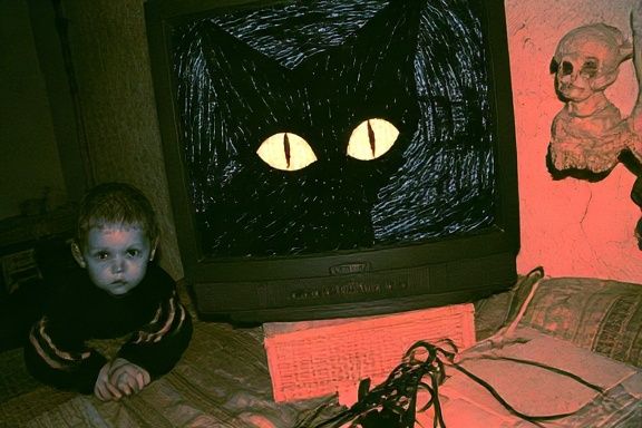 Creepy Cat Eyes Vintage Horror Poster. poster detail