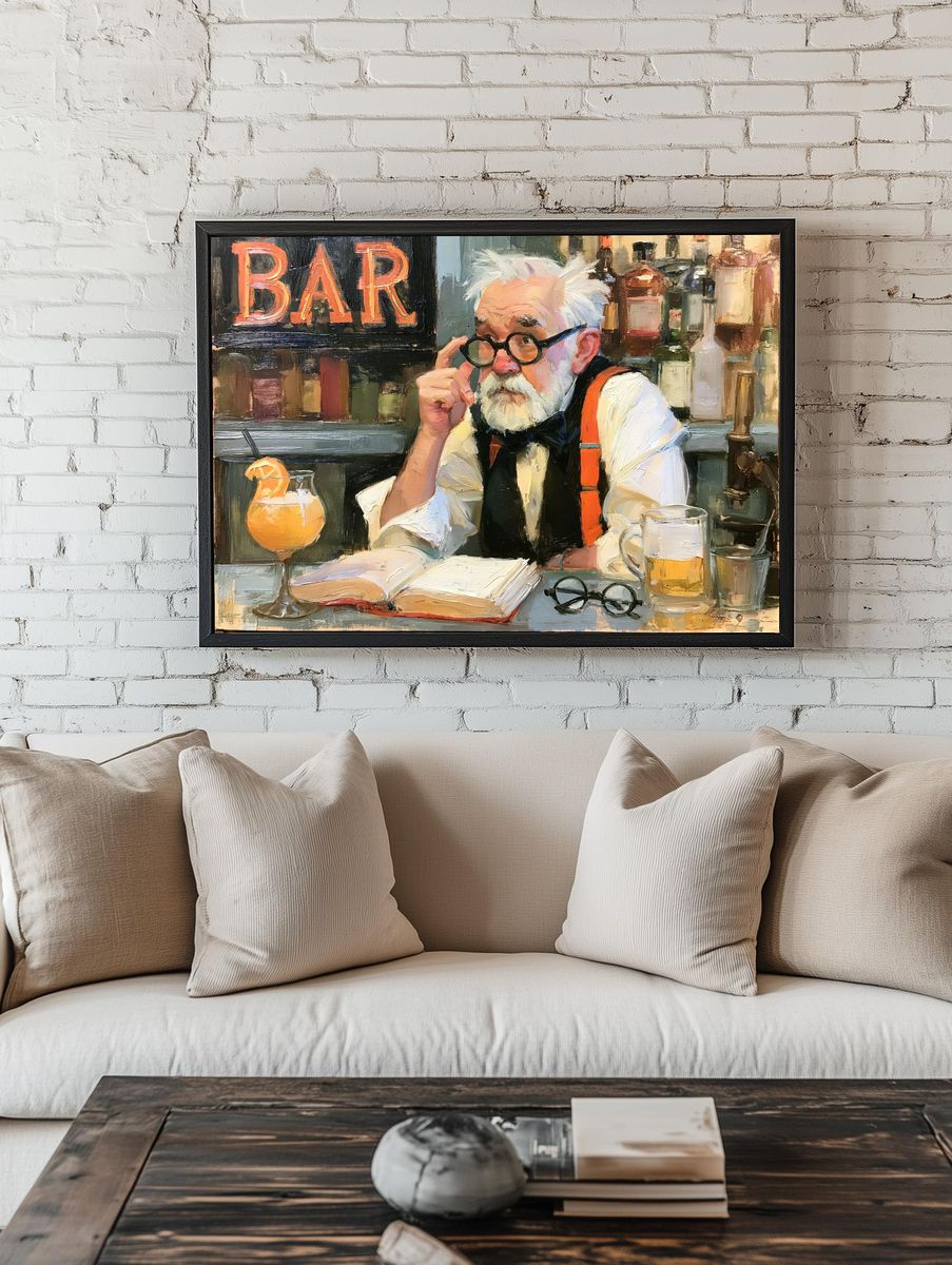 Old Bartender Portrait Print. — room view 1