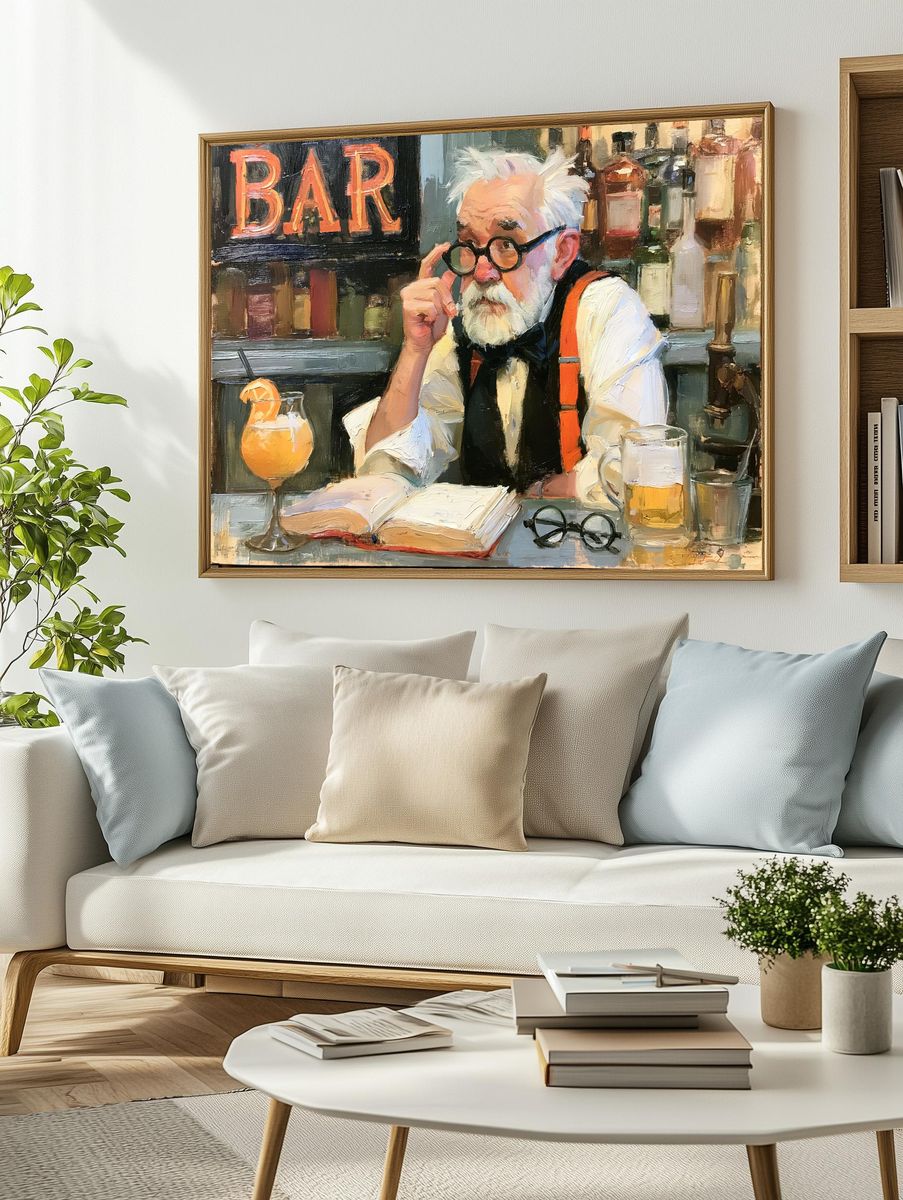Old Bartender Portrait Print. — room view 2