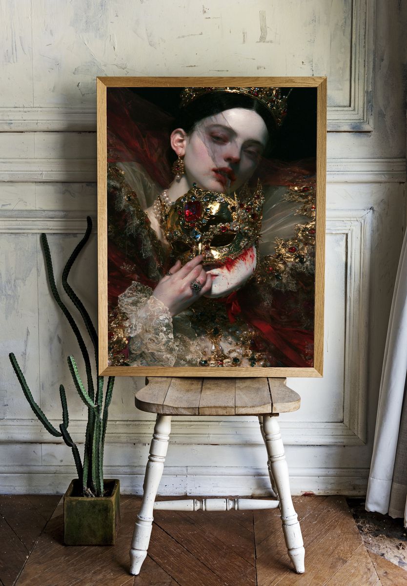 Gilded Queen Portrait Print. room preview