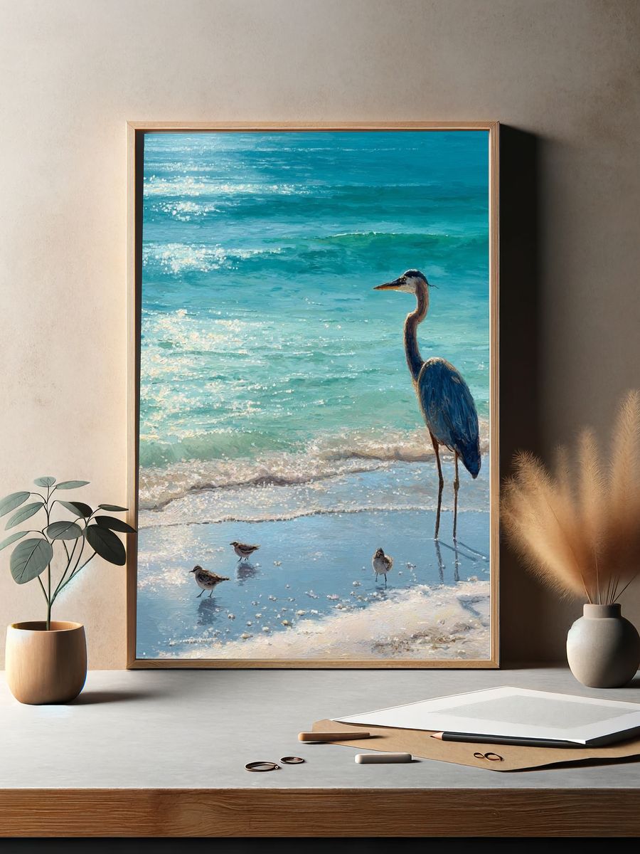 Heron at the Shore — Fine-Art Print. — room view 2