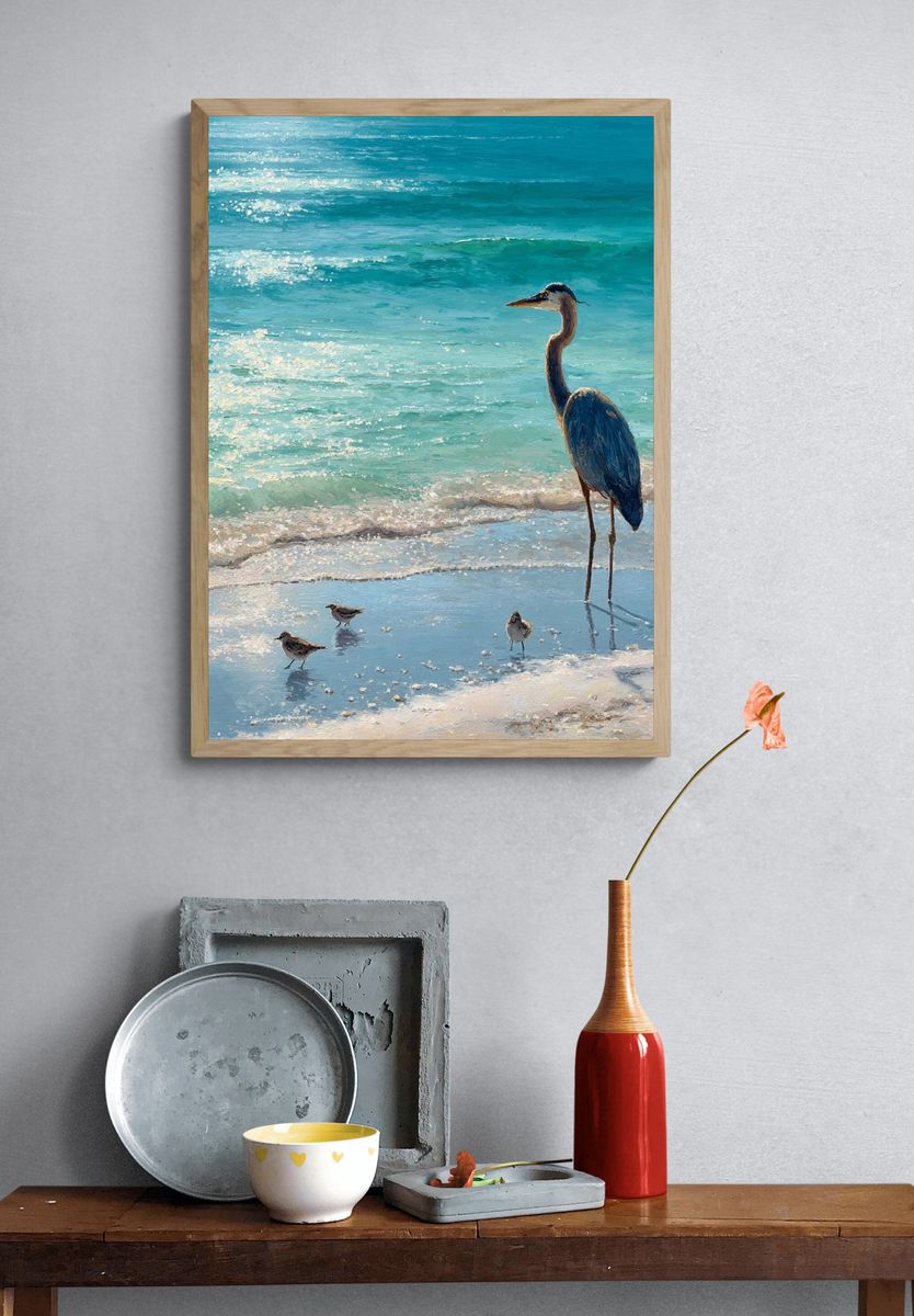 Heron at the Shore — Fine-Art Print. — room view 3