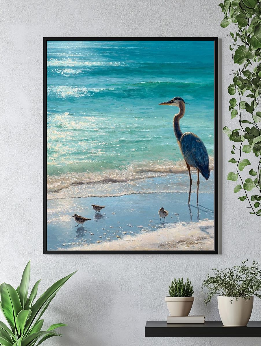 Heron at the Shore — Fine-Art Print. — room view 4