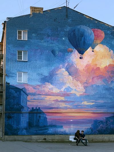 Hot Air Balloon Sunset Mural Print.