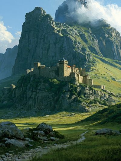 Mountain Castle Landscape Print.