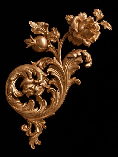Golden Baroque Floral Print.