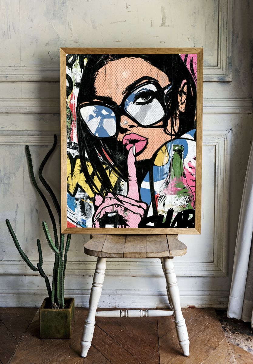 Pop Art Woman Graffiti Poster. room preview