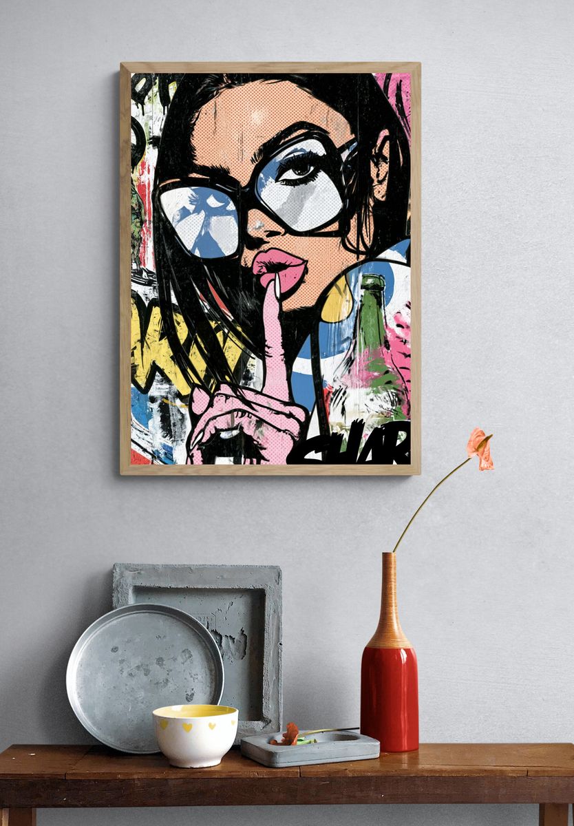 Pop Art Woman Graffiti Poster. — room view 3