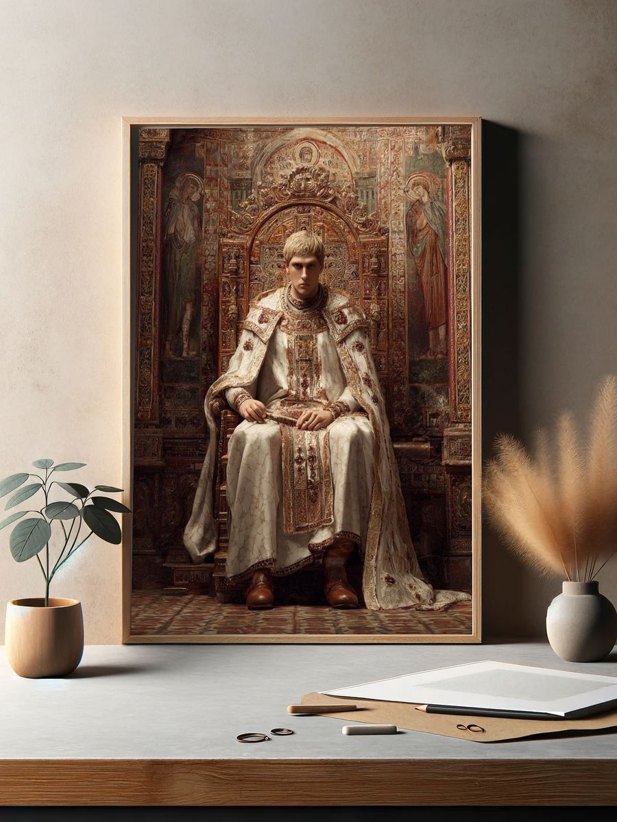 Ornate Throne Portrait Print. — room view 2