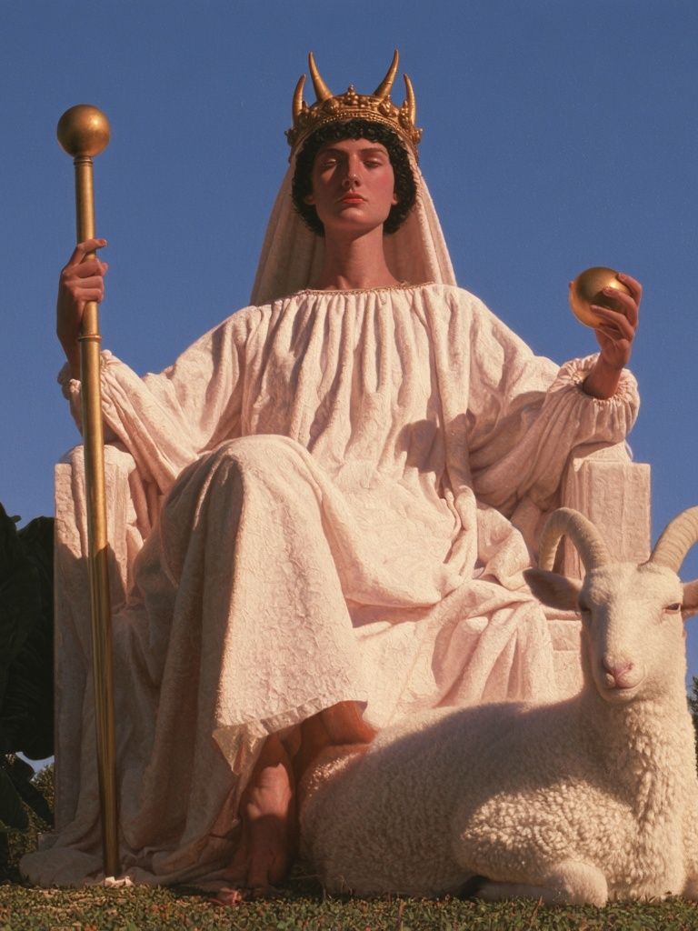 Mythic Queen with Ram Poster. poster detail