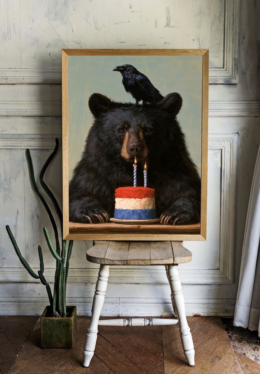 Bear Birthday Portrait Print. — room view 1