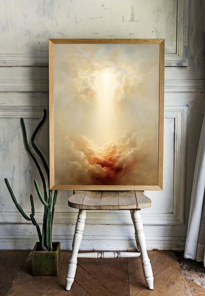 Celestial Light Clouds Poster. — room view 1