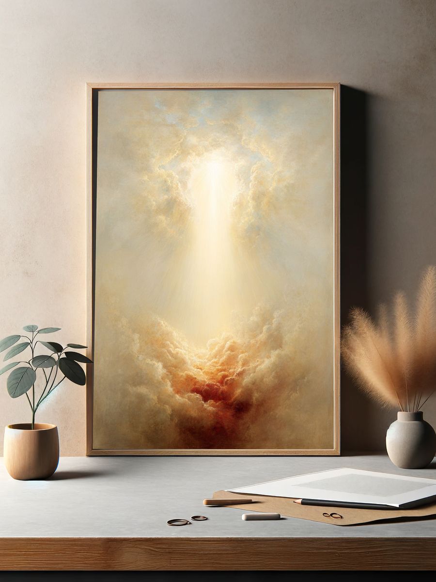 Celestial Light Clouds Poster. — room view 2