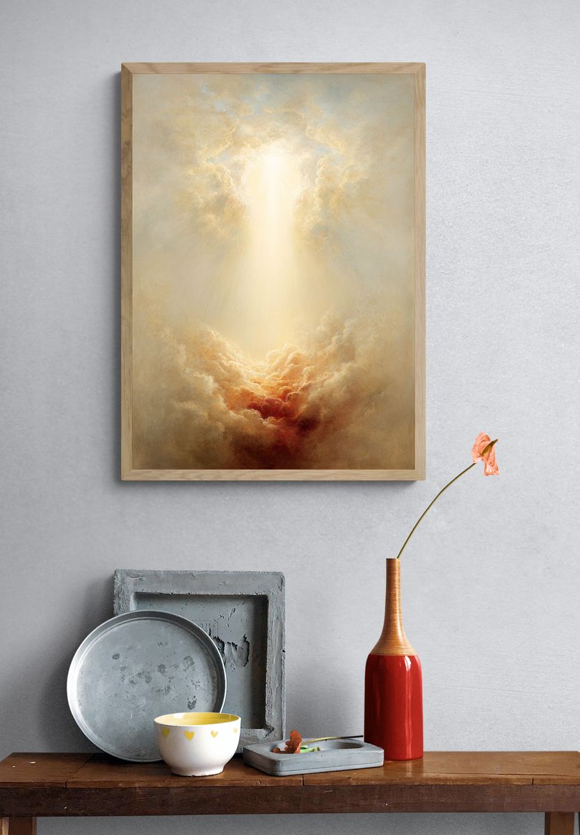 Celestial Light Clouds Poster. — room view 3