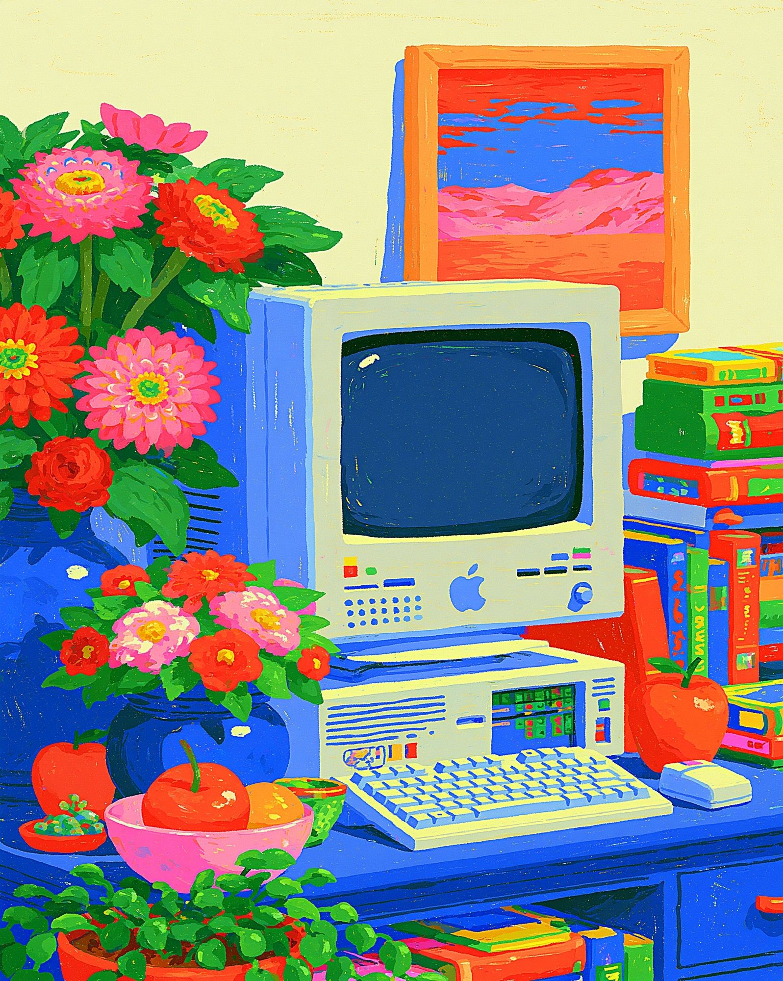 Retro Computer Still Life Poster. poster detail