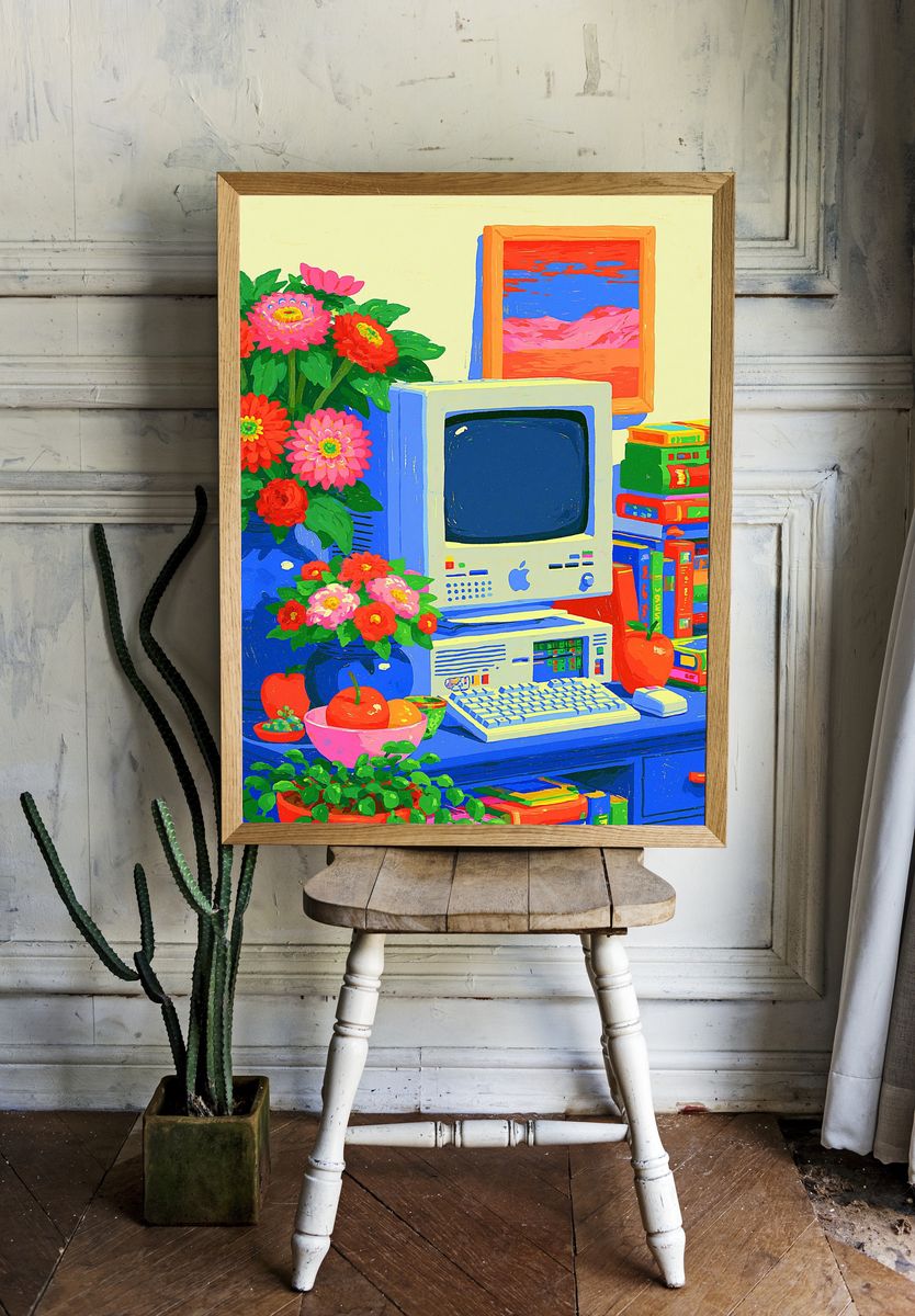 Retro Computer Still Life Poster. — room view 1