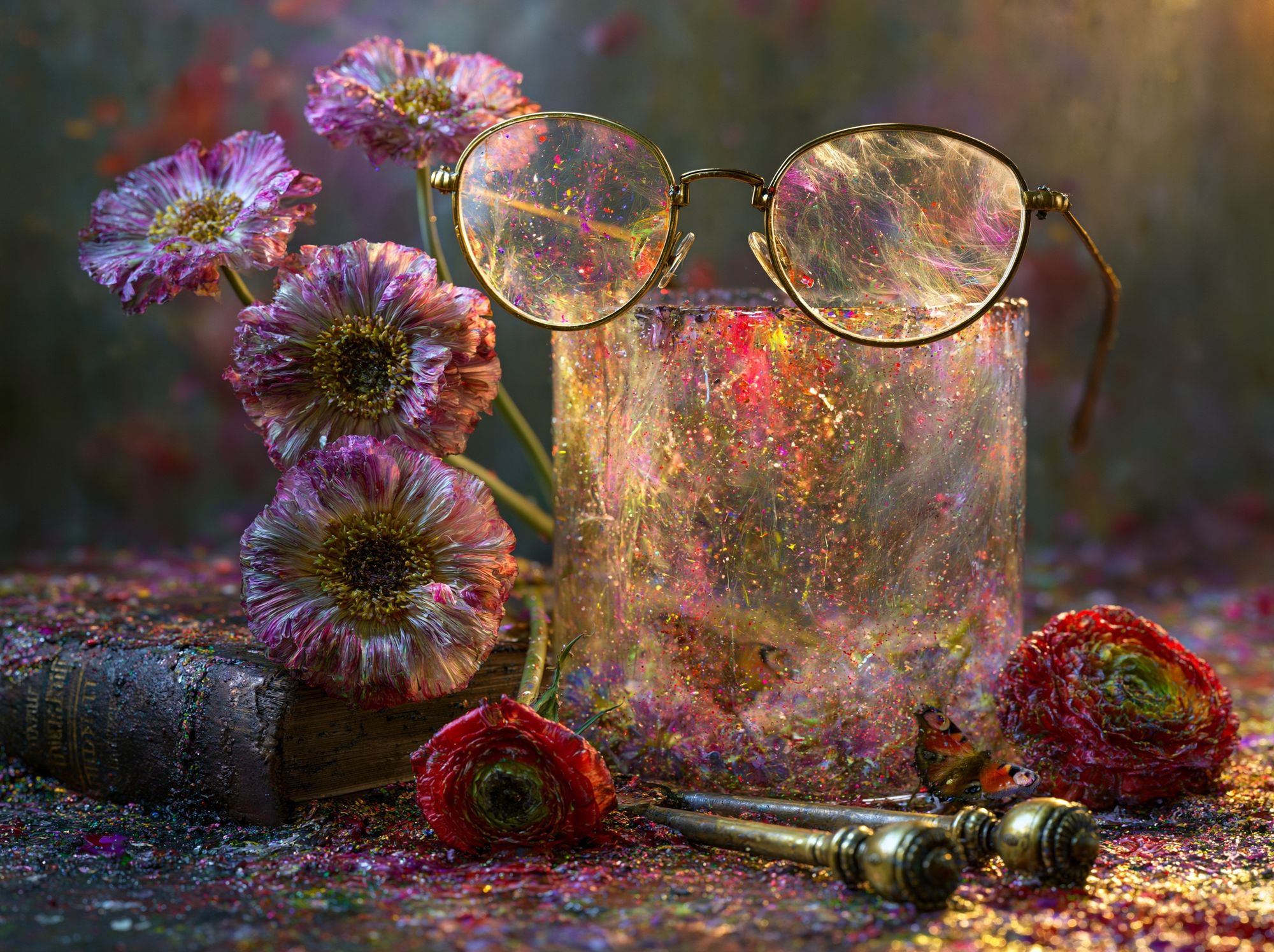 Glitter Bloom Still Life Print. poster — fine-art art
