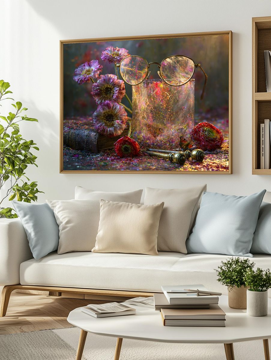 Glitter Bloom Still Life Print. — room view 2