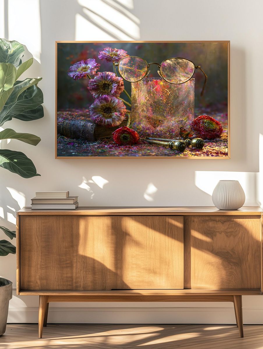 Glitter Bloom Still Life Print. — room view 3