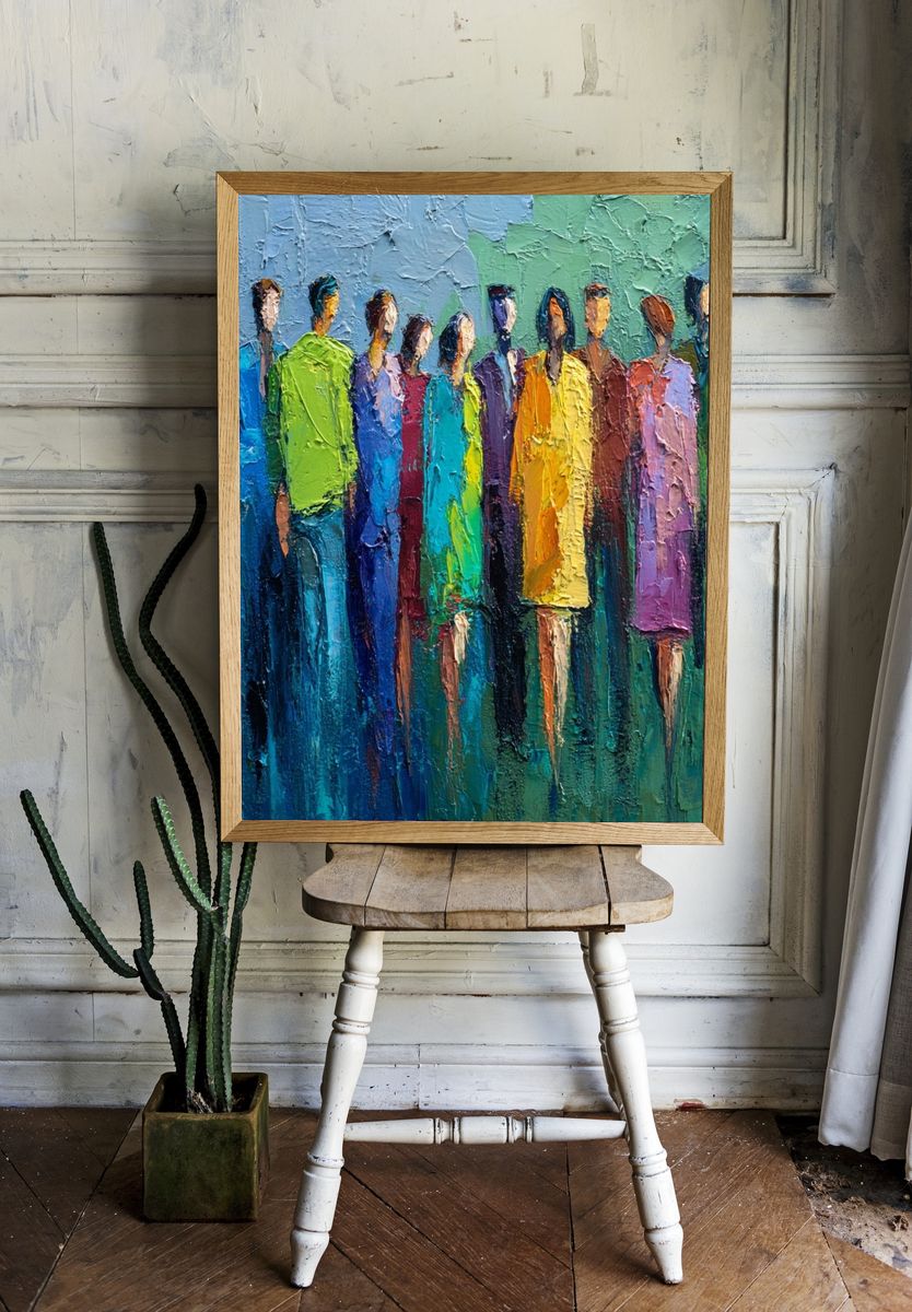 Colorful Crowd Abstract Poster. room preview