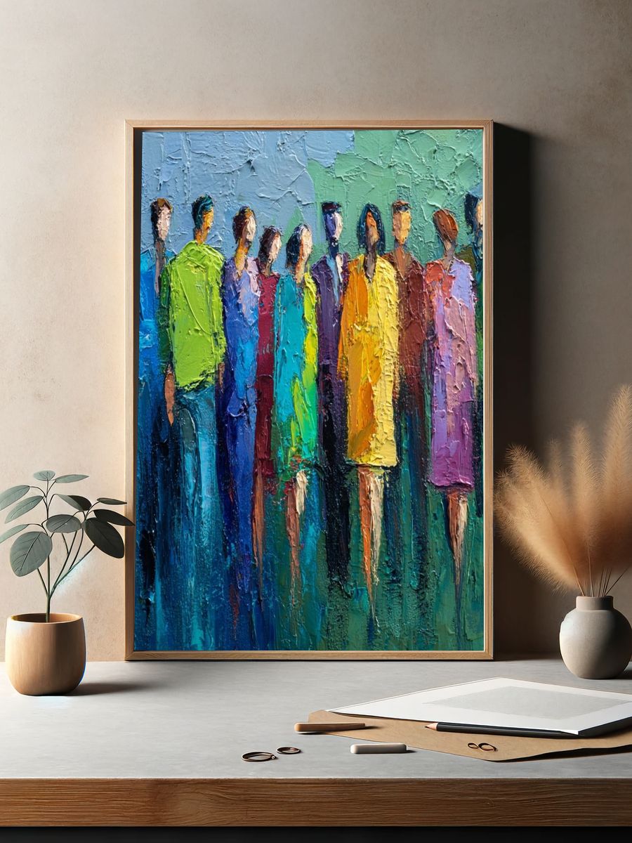 Colorful Crowd Abstract Poster. — room view 2