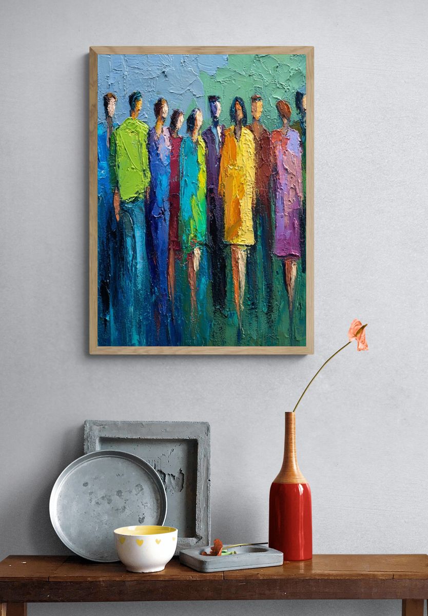 Colorful Crowd Abstract Poster. — room view 3