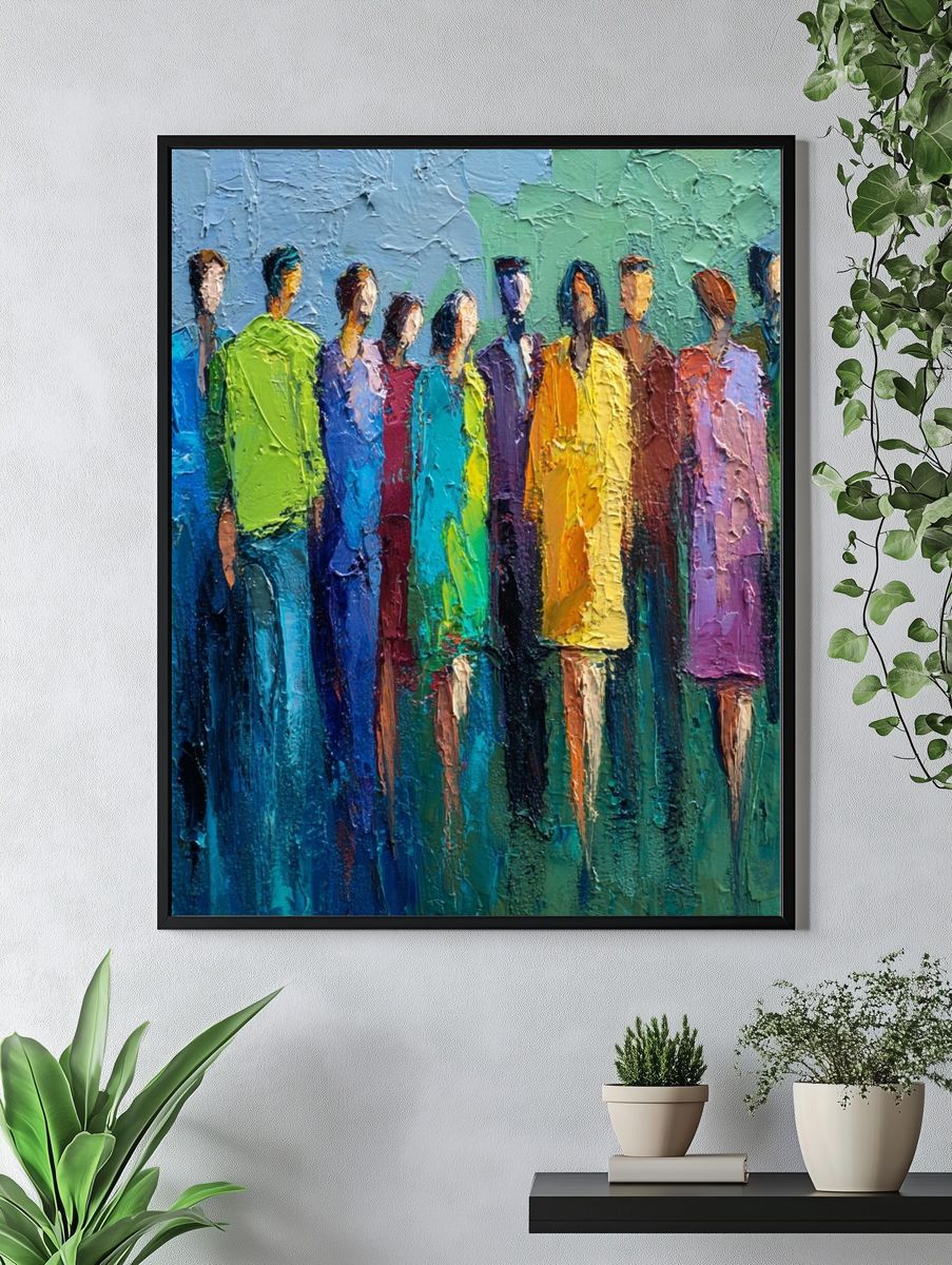 Colorful Crowd Abstract Poster. — room view 4
