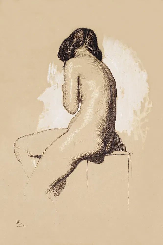Naked woman posing sexually showing. poster detail