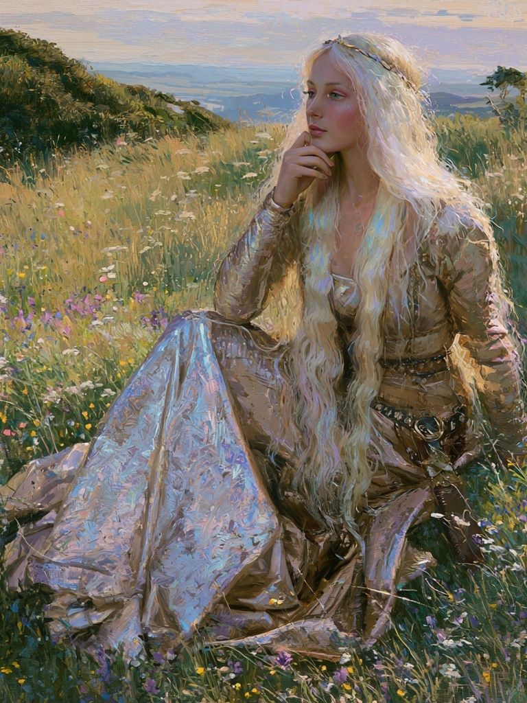 Golden Meadow Portrait Print. poster detail