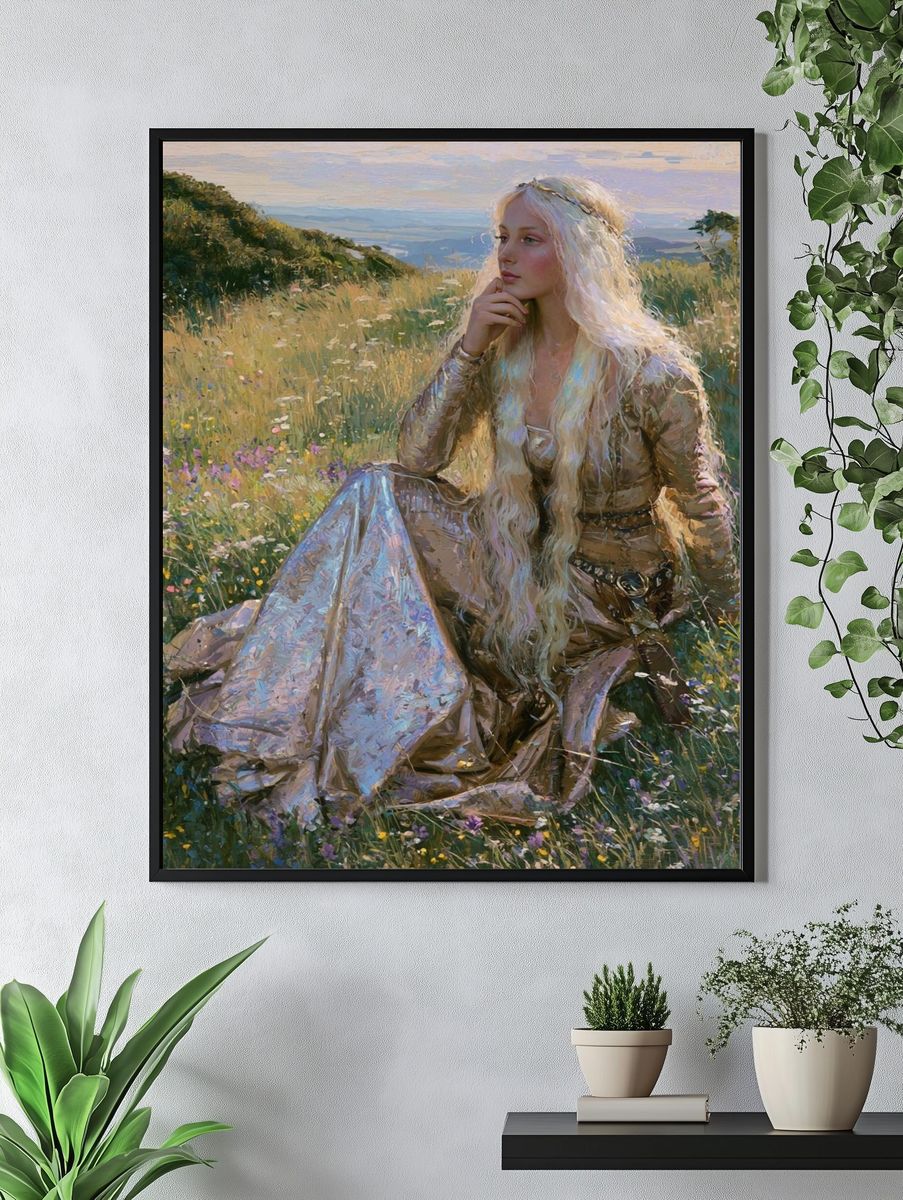 Golden Meadow Portrait Print. — room view 4