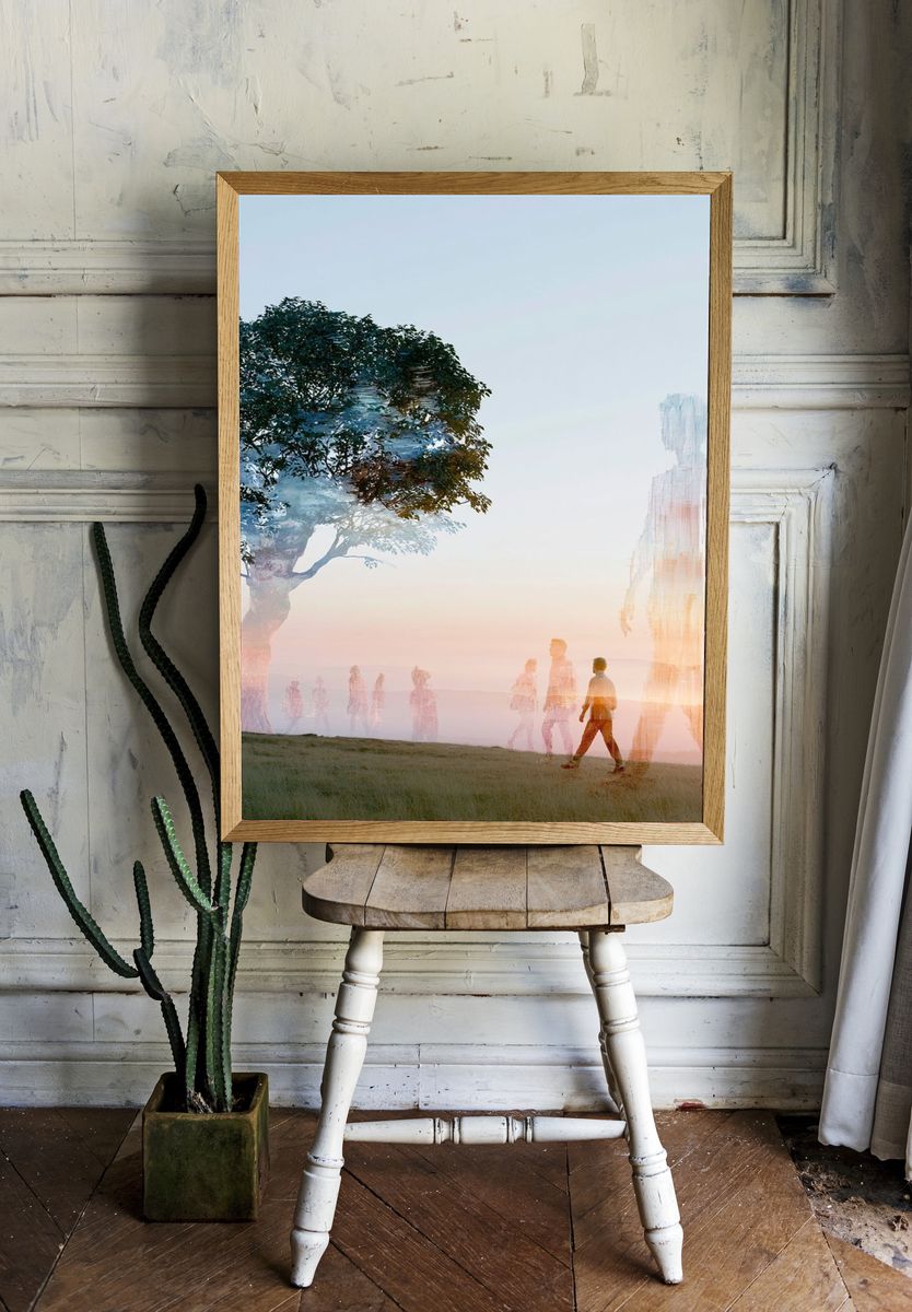 Dreamlike Tree and Figures Print. — room view 1