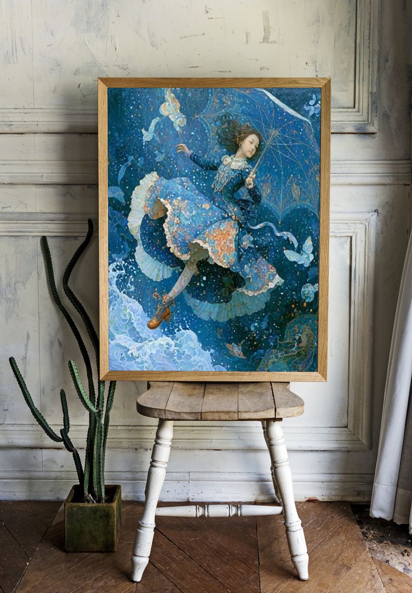 Dreaming Girl in Blue Fine-Art Print. — room view 1