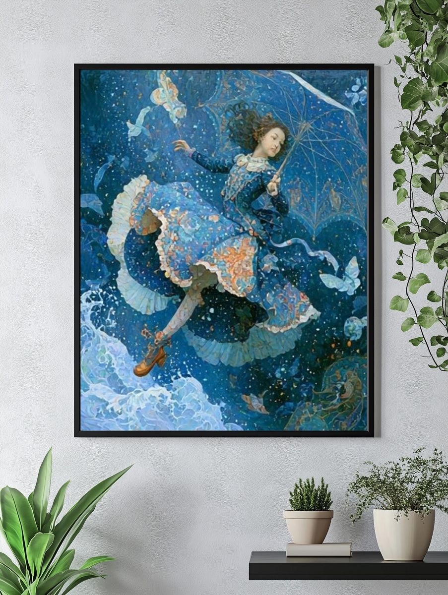 Dreaming Girl in Blue Fine-Art Print. — room view 4