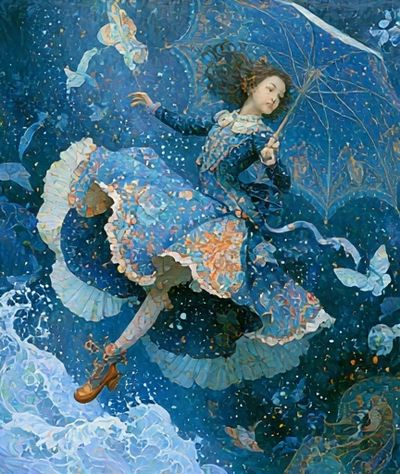 Dreaming Girl in Blue Fine-Art Print. poster