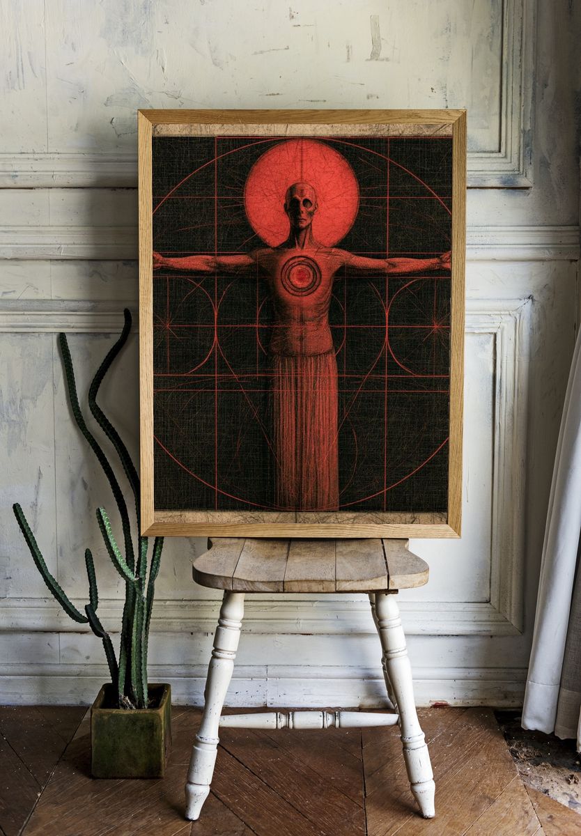 Vitruvian Skull Surrealism Poster. — room view 1
