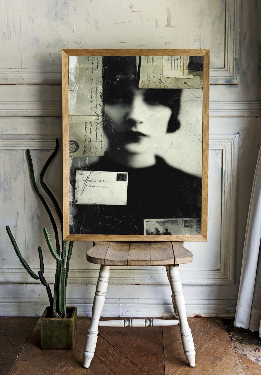 Surreal Portrait Collage Print. — room view 1