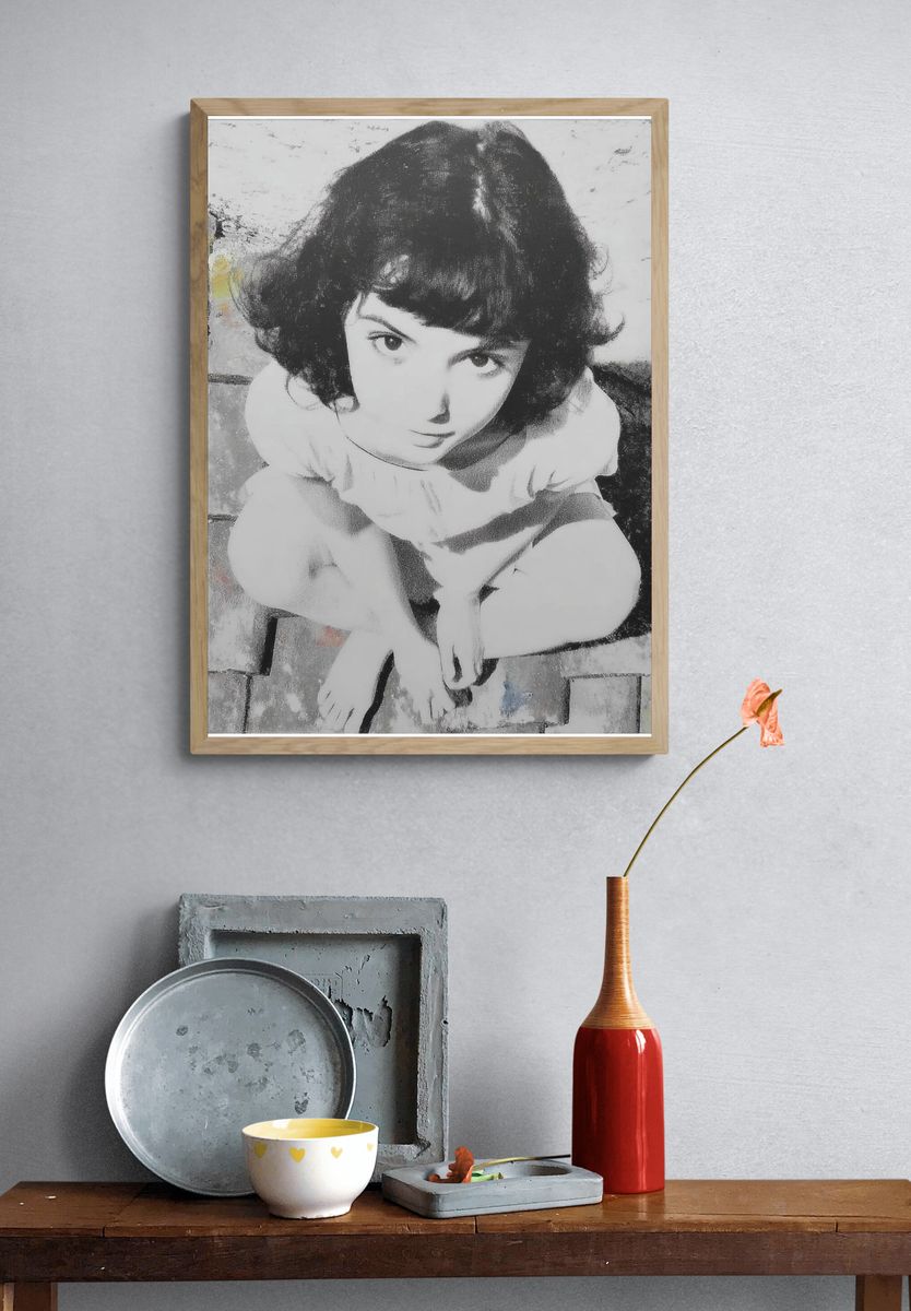 Girl on Cobblestones Fine-Art Print. — room view 3