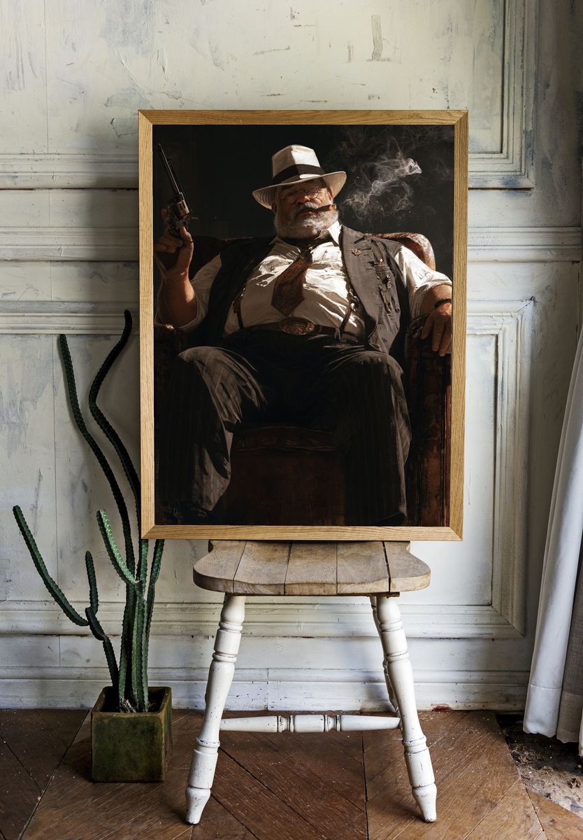 Smoky Gangster Portrait Poster. room preview