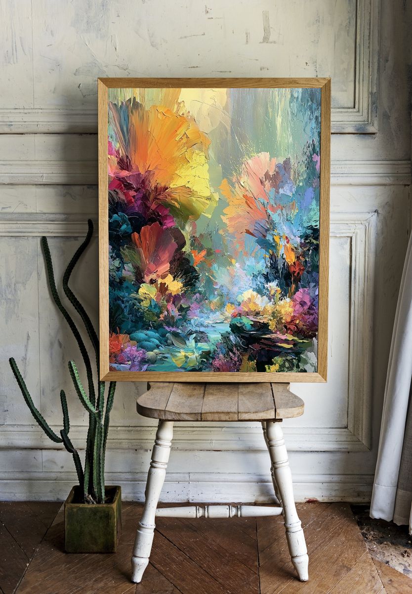 Dreamy Floral Garden Abstract Print. room preview