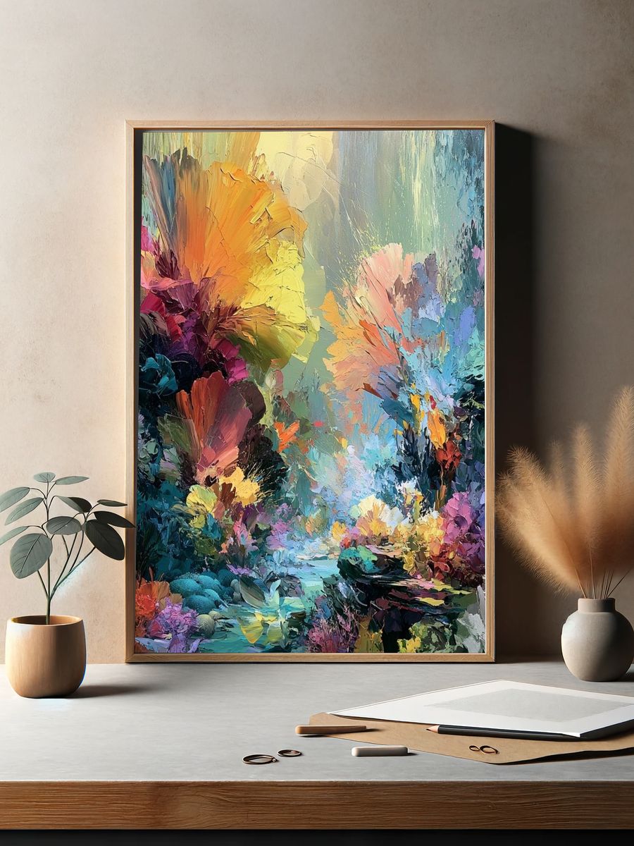 Dreamy Floral Garden Abstract Print. — room view 2