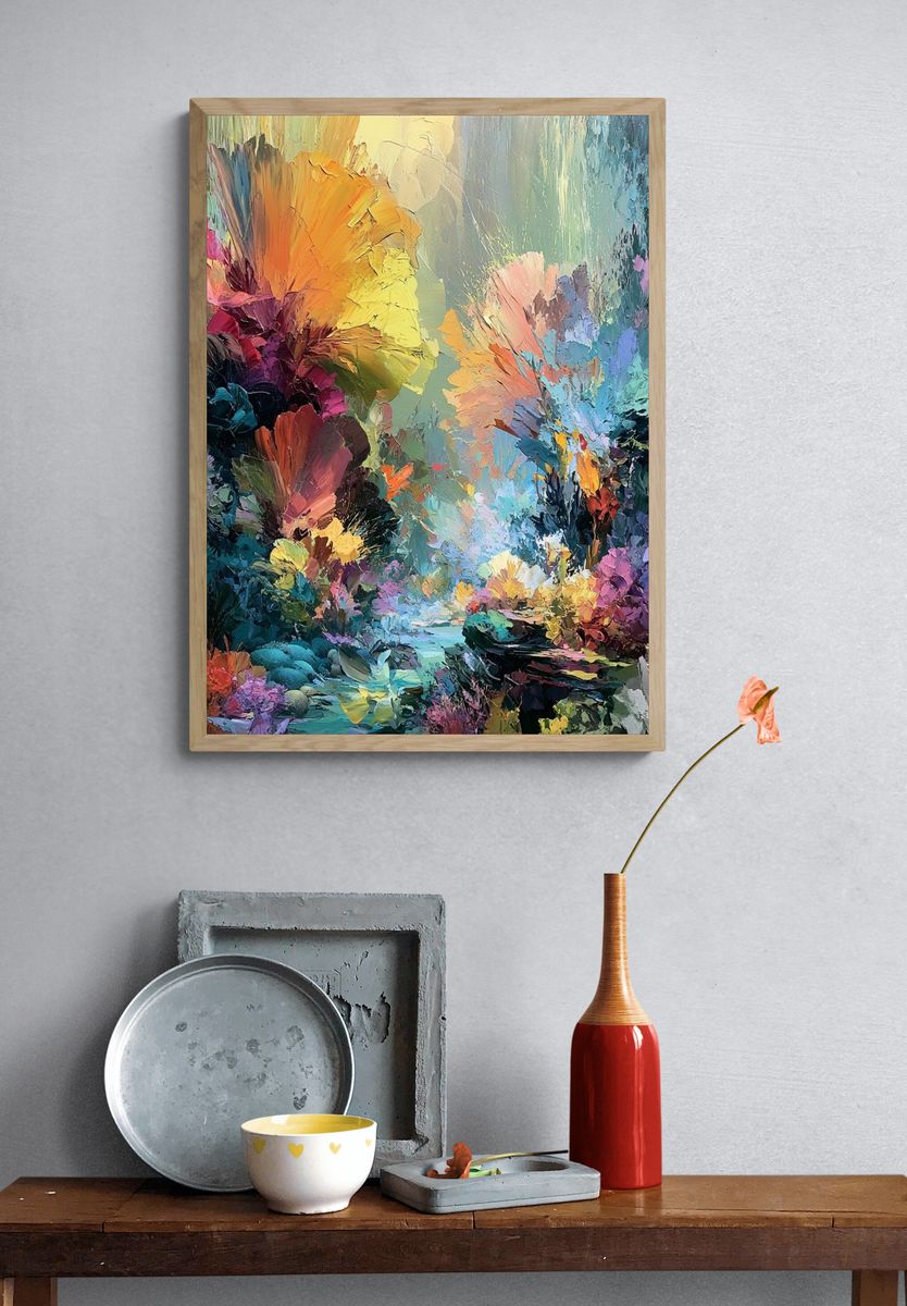 Dreamy Floral Garden Abstract Print. — room view 3