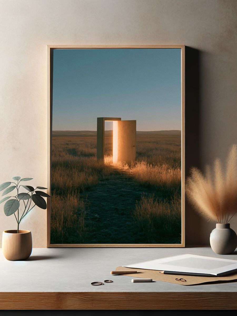 Open Door in the Prairie Print. — room view 2